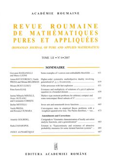 Revue Roumaine De Mathematiques Pures Et Appliquees